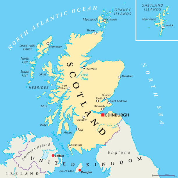 illustrazioni stock, clip art, cartoni animati e icone di tendenza di mappa politica indipendente scozia - scotland
