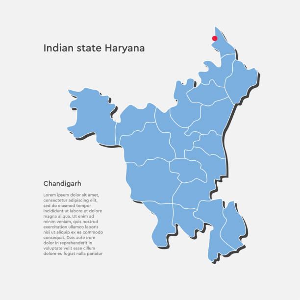 India country map Haryana state info graphic Detailed vector India country outline border map isolated on background. Haryana state, region, area, province, territory, department for your report, infographic, backdrop, business concept. haryana stock illustrations