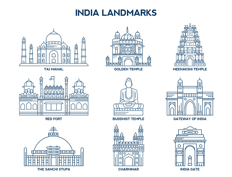 India Landmarks_Line Art