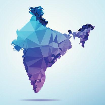 India Polygon Triangle Map Blue