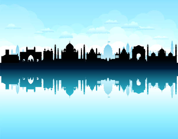 India Skyline Silhouette (All Buildings Are Complete, Detailed and Moveable) vector art illustration