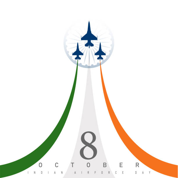 Indian Air Force Day. 8 October. Vector Illustration of Indian Air Force Day observed on October 8. Banner with fighter planes flying in 3 direction air force stock illustrations