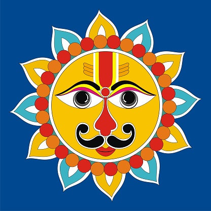 Indian Folk Painting- Madhubani Painting of a Sun