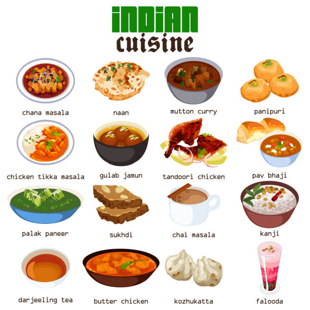 Indian Food Cuisine Illustration vector art illustration