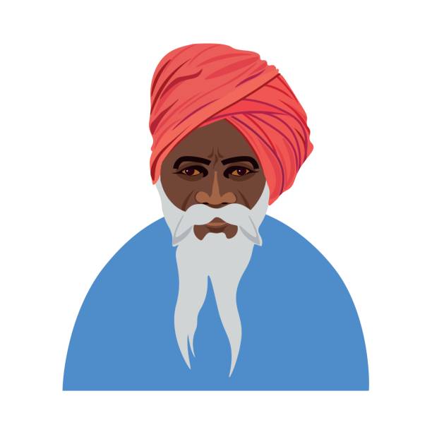 illustrations, cliparts, dessins animés et icônes de vieil homme indien - portrait agriculteur