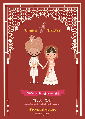 Indian Wedding Bride Groom Cartoon Save The Date Card Indian Wedding Bride Groom Cartoon Save The Date Card