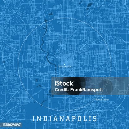 istock Indianapolis IN City Vector Road Map Blue Text 1318624047