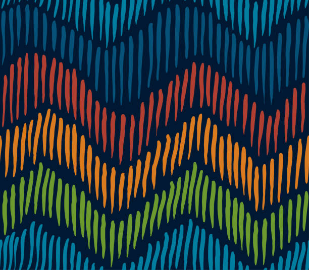Indigenous Fabric Rug Seamless Pattern Stripes vector art illustration