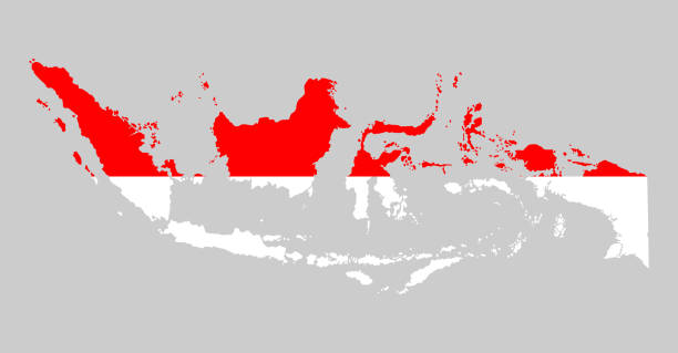 印尼國旗，亞洲國家地圖向量範本 - 印尼國旗 幅插畫檔、美工圖案、卡通及圖標
