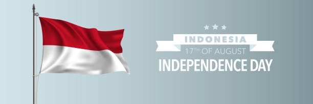 印尼快樂獨立日賀卡,橫幅向量插圖 - 印尼國旗 幅插畫檔、美工圖案、卡通及圖標