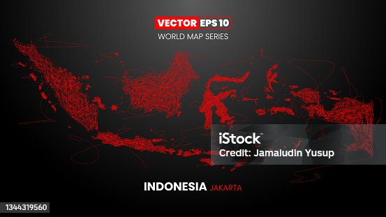 istock Indonesia Map with Hand Drawn Scribble Vector Illustration 1344319560