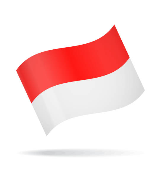 印尼-揮動國旗向量光澤圖示 - 印尼國旗 幅插畫檔、美工圖案、卡通及圖標