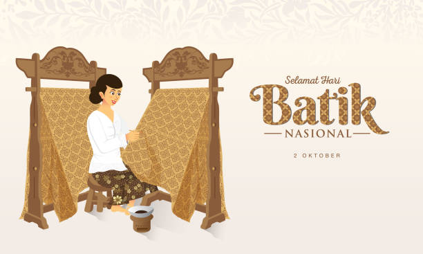 иллюстрация дня индонезийского праздника батик - батик stock illustrations