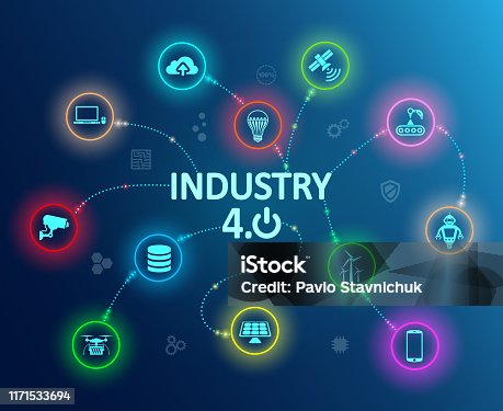 istock Industry 4.0 infographic concept factory of the future – stock vector 1171533694