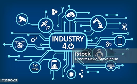 istock Industry 4.0 infographic factory of the future – vector for stock 1125390427