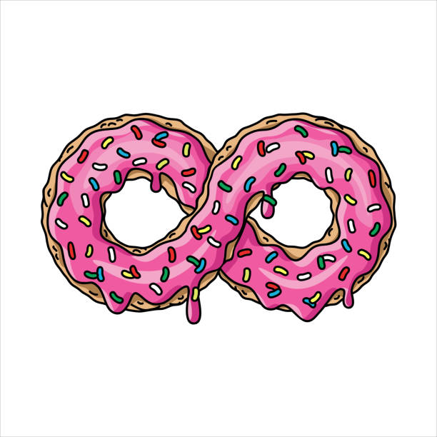 unendlichkeit cartoon donut mit rosa glasur auf weißem hintergrund. mobius streifen vektor illustration - homer simpson stock-grafiken, -clipart, -cartoons und -symbole