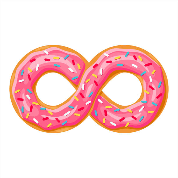 unendlichkeit cartoon donut mit rosa glasur auf weißem hintergrund. mobius streifen vektor illustration - homer simpson stock-grafiken, -clipart, -cartoons und -symbole