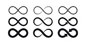 istock Infinity symbols. Eternal, limitless, endless, life logo or tattoo concept. 1075187502