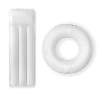 Inflatable water mattress and ring for pool 3d
