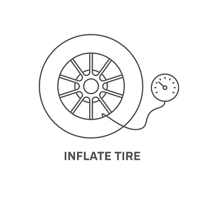 Inflate tire icon. Trendy modern flat linear vector inflate tire icon on white background from thin line general collection, editable outline stroke vector illustration