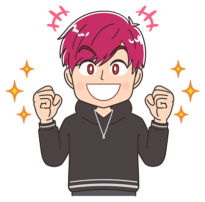 Influencer boy with loudly colored red hair.