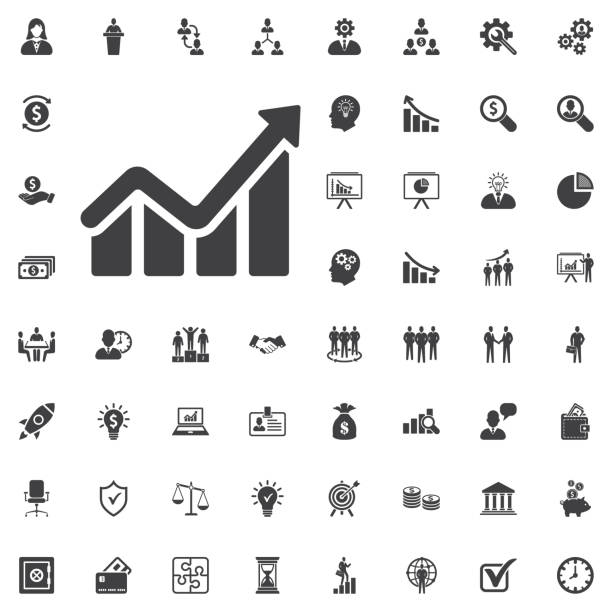 Infographic. Chart icon. Growing graph simbol. Infographic. Chart icon. Growing graph simbol. vector illustration on white background. Business set of icons presentation speech drawings stock illustrations