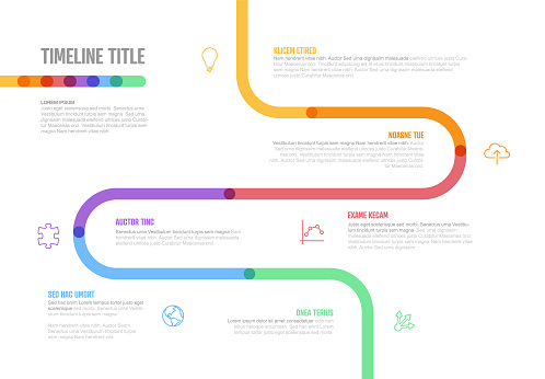 Infographic Company Milestones curved thick line Timeline Template
