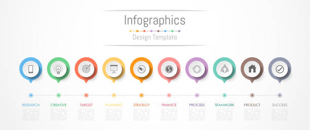 Infographic design elements for your business data with 10 options, parts, steps, timelines or processes. Vector Illustration.  create an account stock illustrations