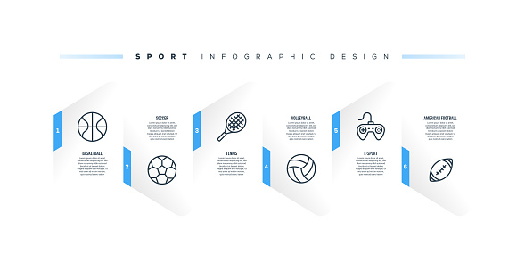 Infographic design template with sport keywords and icons