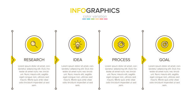 Infographic design with icons and 4 options or steps. Thin line vector. Infographics business concept. Can be used for info graphics, flow charts, presentations, web sites, banners, printed materials.  number 4 stock illustrations