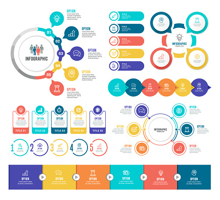 Vector illustration of the infographic elements, circle diagram, timeline.
