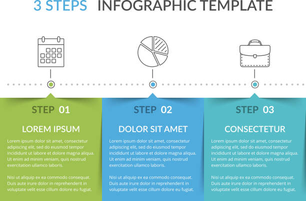 Infographic Template with 3 Steps Infographic template with 3 steps, workflow, process chart, vector eps10 illustration three objects stock illustrations