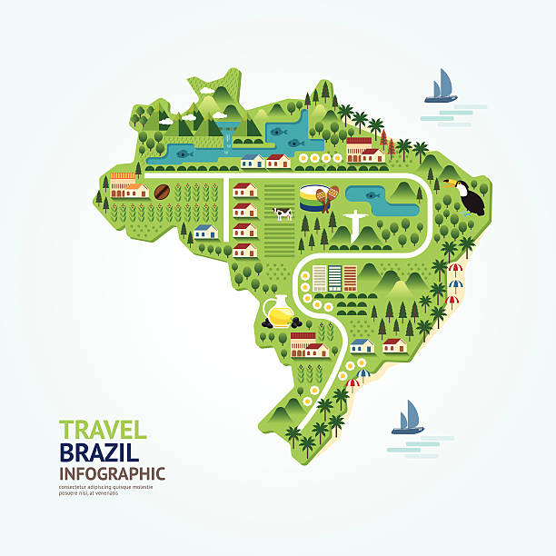 ilustrações de stock, clip art, desenhos animados e ícones de infográfico de referência de viagem e brasil mapa design de modelo de formas - natural food infographics