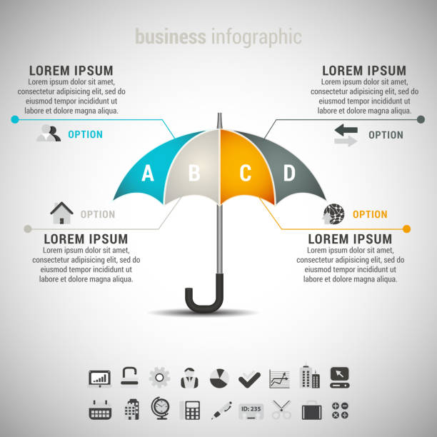 Infographic Vector illustration of business infographic with umbrella. EPS10. umbrella stock illustrations