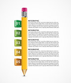 Infographics template with pencil. Can be used for education or business presentations, information banner. Vector illustration.