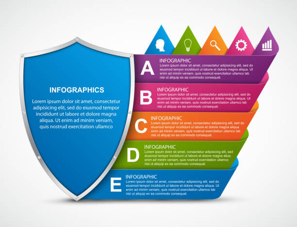 Infographics template with shield. Infographics for business presentations or information banner. vector art illustration