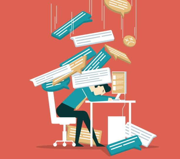 Information overload - businessman vector art illustration