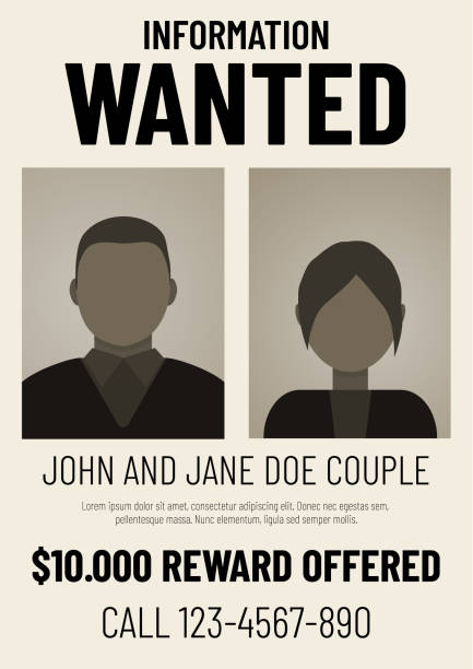 Information wanted poster with male and female flat avatars. Information wanted poster with male and female flat avatars avatar borders stock illustrations