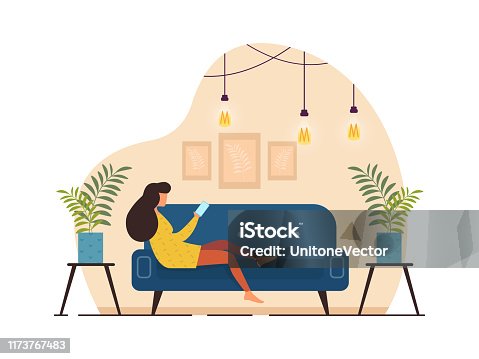 istock Informational Banner Waiting with Phone Cartoon. 1173767483