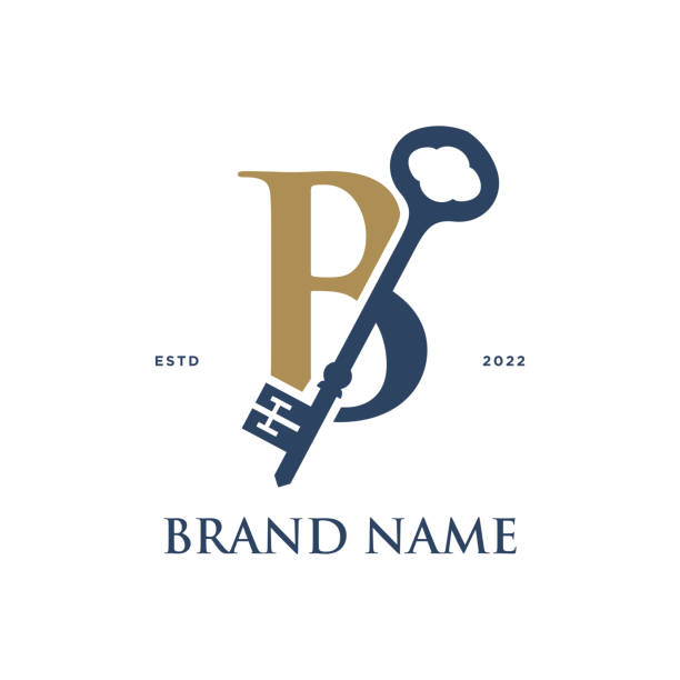 Initial B Elegant Key Simple and Elegant Illustration logo design Initial B Combine with Key. fancy letter b silhouettes stock illustrations