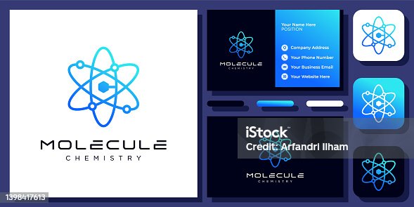 istock Initial Letter C Atom Molecule Technology Science Chemistry Vector Logo Design with Business Card 1398417613
