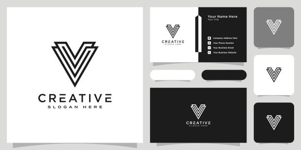 initial letter V logo line style vector design initial letter V logo line style vector design letter v stock illustrations