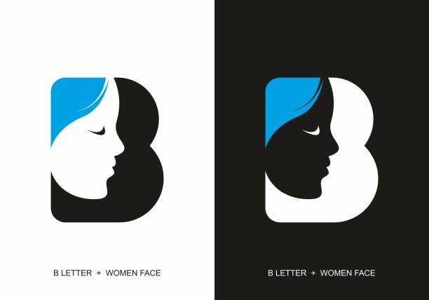 B initial letter with silhouette of women face design B initial letter with silhouette of women face design fancy letter b silhouettes stock illustrations