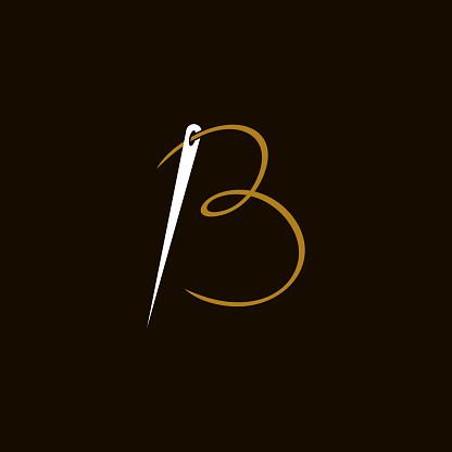 Simple and Minimalist logo design illustration Needle and initial B