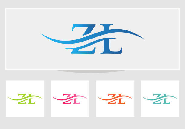 ilustrações de stock, clip art, desenhos animados e ícones de initial zl letter linked logo vector template. swoosh letter zl logo design. zl logo design vector - zl