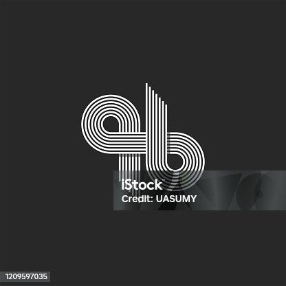 istock Initials qb or bq monogram logo, parallel thin lines art design, overlapping two letters q and b emblem for business card 1209597035