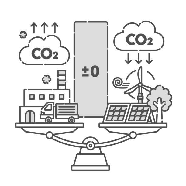 脱炭素社会への取り組みカーボンニュートラルの画像イラスト。 - 脱炭素点のイラスト素材／クリップアート素材／マンガ素材／アイコン素材