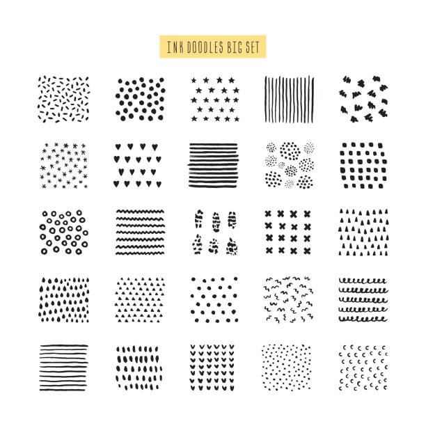 Ink doodles and scribbles hand drawn big vector set. Ink doodles and scribbles hand drawn big vector set. Lines, dots and other elements. pattern drawings stock illustrations