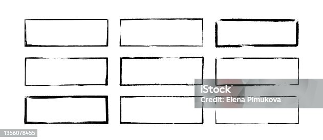 istock Ink rectangle stamps. Grunge empty black frames set. Square borders collections. Rubber stamp imprint. Vector illustration isolated on white background 1356078455