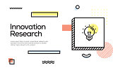 Innovation Research Concept. Geometric Retro Style Banner and Poster Concept with Innovation Research icon